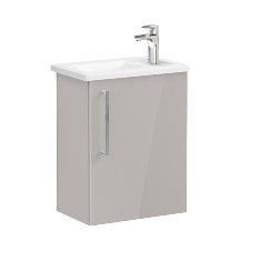 Vitra Root 68332 Lavabo Dolabı, Kapaklı, 45 Cm, Kompakt, Sağdan Armatür Delikli, Parlak Sahra Beji, Köşeli Lavabolu, Sağ